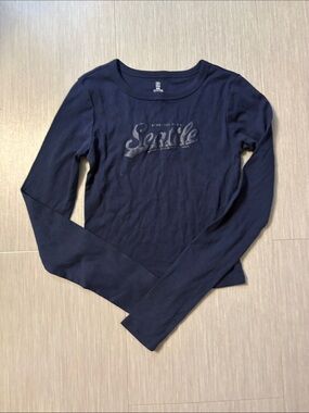 NOBO Navy Long Sleeve Shirt with Seattle Graphic